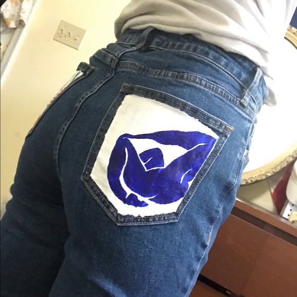 Hand painted Matisse inspired mom jeans - Picture 5 of 5